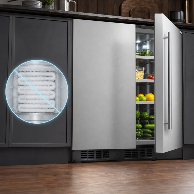Product image #5 for KoolMore Panel-Ready Compact Undercounter Refrigerator, 1 Section, Stainless Steel
