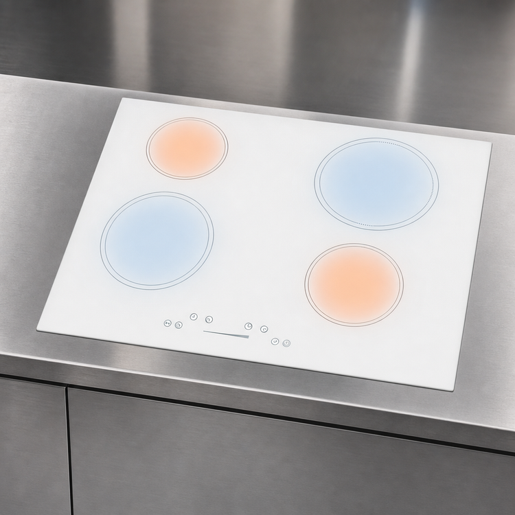 Product image #4 for Summit Commercial 30-Inch 4-Burner Drop-In Induction Cooktop, White, 208-240V