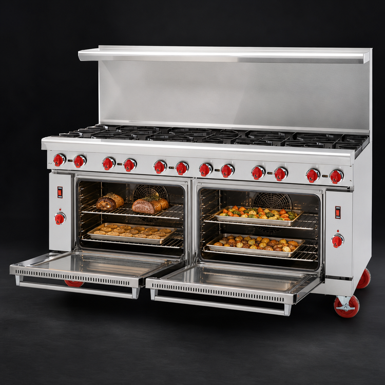Product image #4 for American Range 72-Inch Gas Range with 12 Open Burners and 2 Convection Ovens