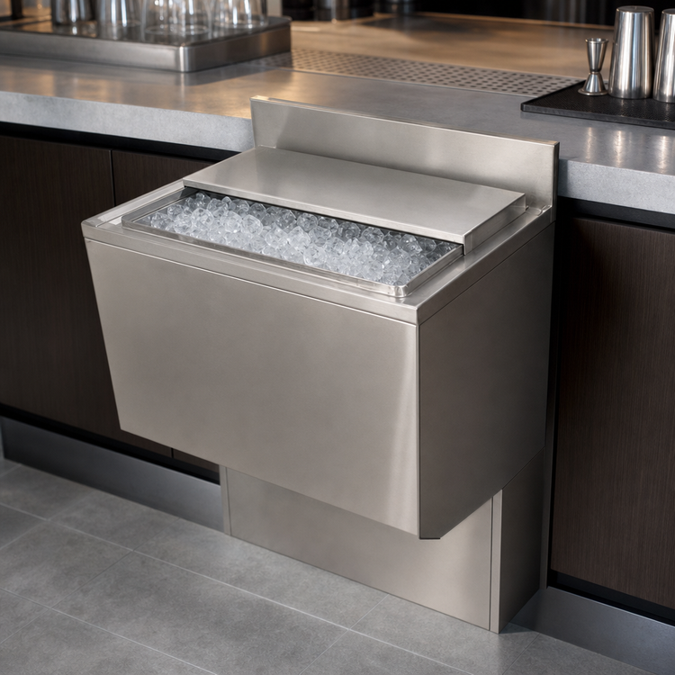 Product image #5 for BK Resources 24-Inch Underbar Insulated Ice Bin with 7-Circuit Cold Plate, 66 lb Capacity