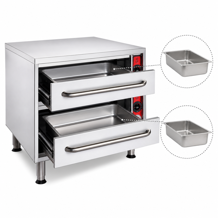 Product image #4 for Vulcan VSL2 Slim-Line Low-Profile Two-Drawer Freestanding Stainless Steel Warming Drawer
