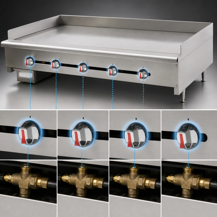 Product image #4 for Comstock-Castle 48-Inch Countertop Gas Griddle with Manual Controls and 1-Inch Polished Steel Plate