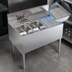 Thumbnail image #4 for Krowne Royal Series Stainless Steel Two-Compartment Underbar Sink Unit with Right Drainboard and Faucet, 36 x 24 Inches