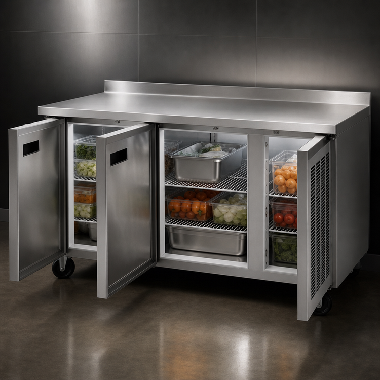 Product image #4 for Delfield 91-Inch Three-Section Refrigerated Work Table