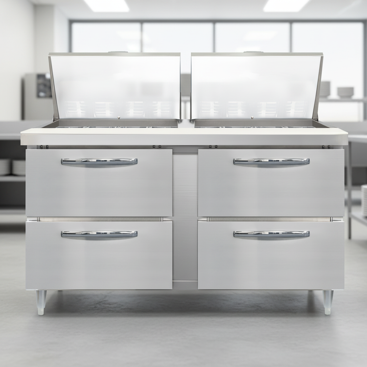 Product image #3 for Continental D60N24M-D Designer Line Mighty Top 60" Two-Section Refrigerated Sandwich Prep Table with Drawers