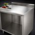 Thumbnail image #4 for Advance Tabco 84-Inch x 36-Inch Stainless Steel Work Table with Open Front Cabinet Base and 5-Inch Backsplash
