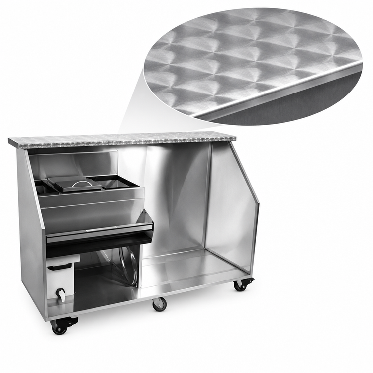 Product image #4 for Glastender 96-Inch Stainless Steel Portable Bar for Stackable Cups with 18-Inch Ice Bin and Refrigerator Space