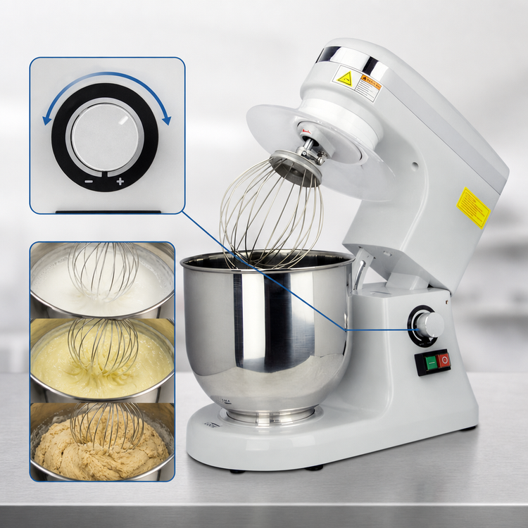 Product image #4 for Uniworld 7-Quart Countertop Planetary Mixer with Tilt-Back Head and Variable Speed