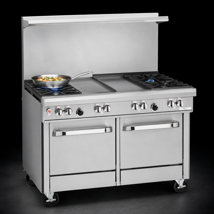 Product image #4 for Southbend Ultimate 48-Inch Gas Restaurant Range with 36-Inch Thermostatic Griddle and 2 Space Saver Ovens