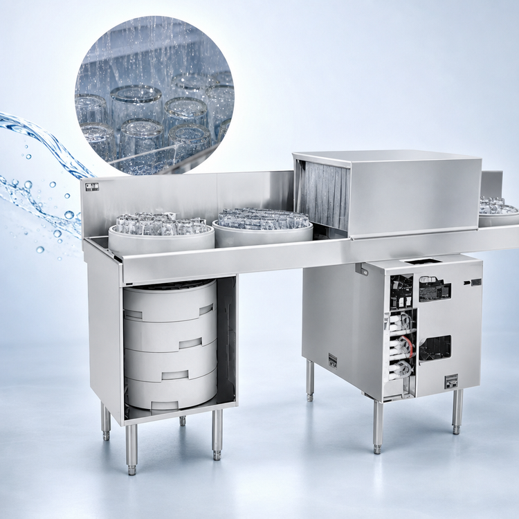 Product image #4 for Glastender GT-18+2-90R 90-Inch Side-to-Side Pass-Thru Glasswasher Station with Dual Drain Tables