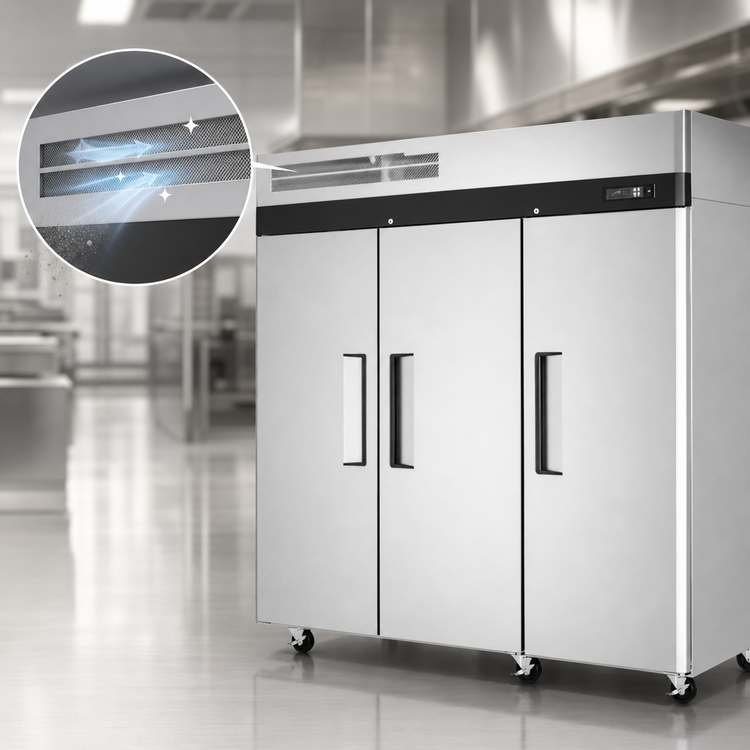 Product image #4 for Turbo Air M3 Three-Section Reach-In Refrigerator with Solid Doors, 65.8 Cu. Ft., Top-Mount Compressor