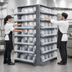 Thumbnail image #4 for Quantum Sloped Double-Sided Pick Rack with 16 Shelves and 64 Clear Bins