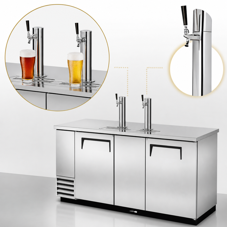 Product image #4 for True TDD-3-S-HC Countertop Draft Beer Cooler with 2 Beer Columns, 3 Half-Barrel Capacity, Stainless Steel