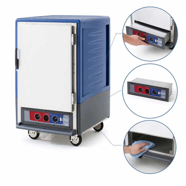 Product image #4 for Metro C5 3 Series Half-Height Mobile Heated Holding and Proofing Cabinet with Blue Insulation Armour, Solid Door, and Universal Slides