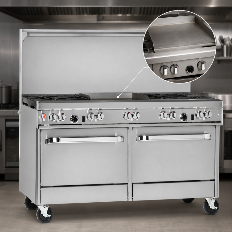 Product image #4 for Southbend Ultimate 60-Inch Gas Restaurant Range with 6 Open Burners, 24-Inch Griddle, and 2 Convection Ovens