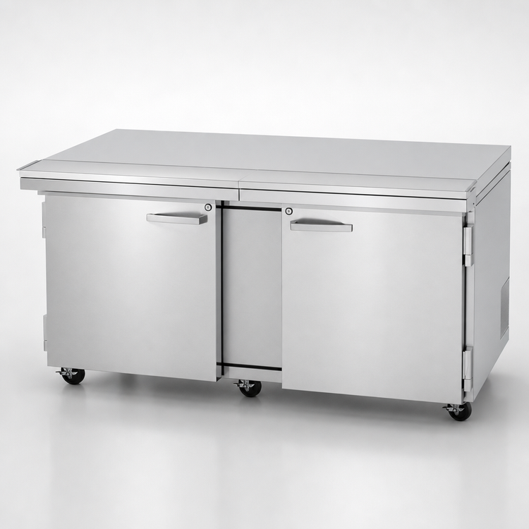 Product image #4 for Turbo Air PRO Series 72-5/8-Inch 2-Section Mega Top Sandwich/Salad Prep Table with Flat Lid, 30-Pan Top, 23 Cu. Ft.