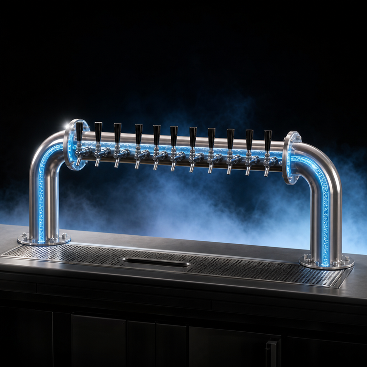 Product image #4 for Perlick 4064-8L Pass-Thru Brew Pipe Glycol-Cooled Draft Beer Tower with 8 Faucets
