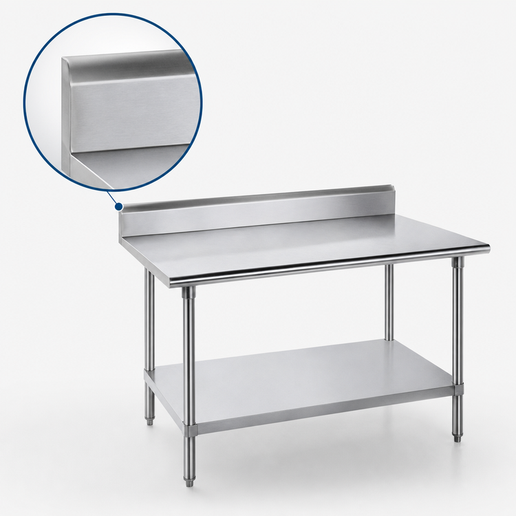 Product image #4 for Advance Tabco Standard Series 84-Inch x 30-Inch Stainless Steel Work Table with 5-Inch Backsplash and Adjustable Undershelf