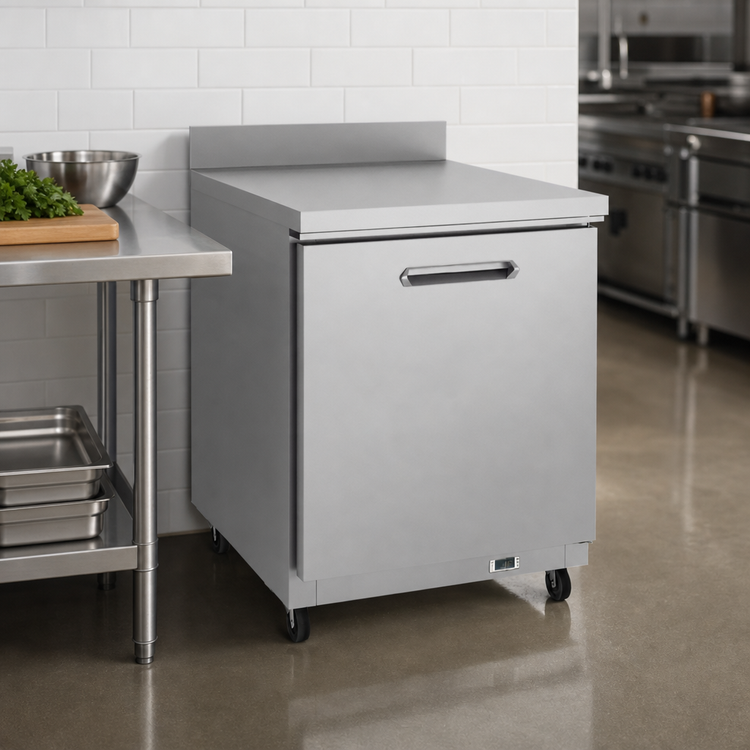 Product image #5 for Kelvinator Commercial 27-Inch One-Section Countertop Refrigerator Worktop with Backsplash, Solid Right-Hinged Door