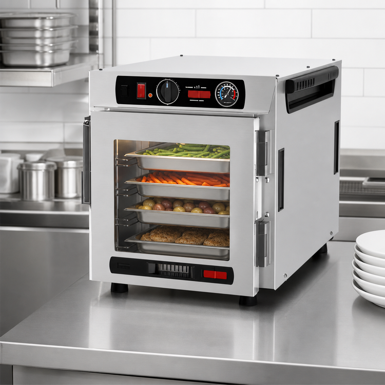 Product image #5 for Metro HotBlox Narrow 4-Pan Insulated Holding Cabinet, Countertop/Stacking, Clear Door, Analog Controls