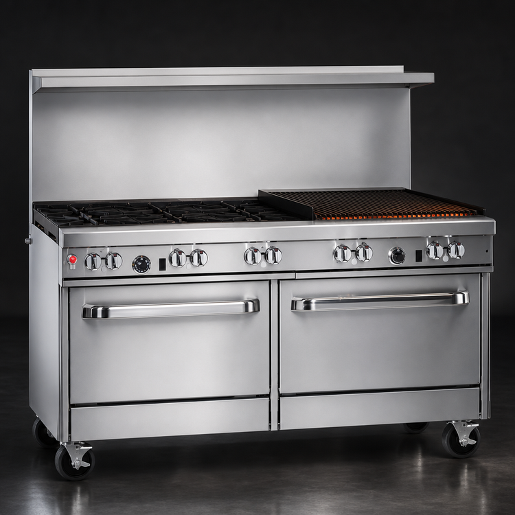 Product image #4 for Southbend Ultimate 60-Inch Gas Restaurant Range with 4 Star/Sauté Burners, 36-Inch Charbroiler, and 2 Standard Ovens