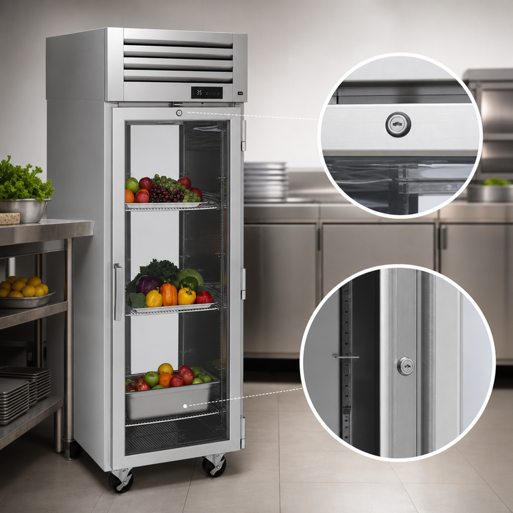 Product image #4 for Turbo Air PRO Series One-Section Pass-Thru Reach-In Refrigerator with Glass Doors, Top-Mounted Self-Contained, 29 Cu. Ft.