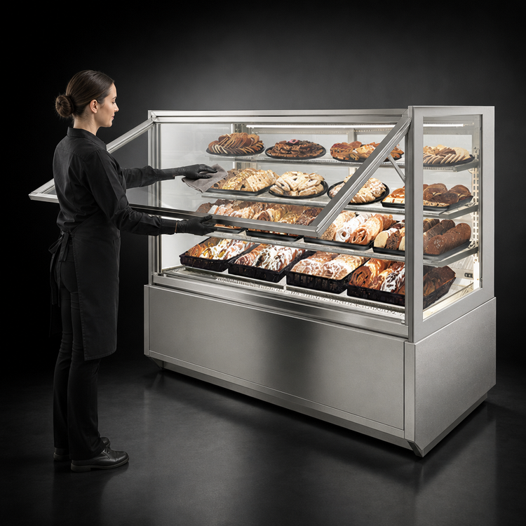Product image #4 for Italian Glass Series Floor-Standing Full-Service Non-Refrigerated Pastry Display Case, 60 Inch Wide