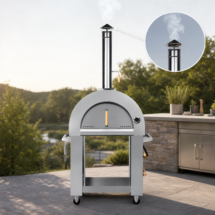 Product image #5 for KoolMore Residential Outdoor Wood-Fired Pizza Oven, 32 Inch Wide, Stainless Steel