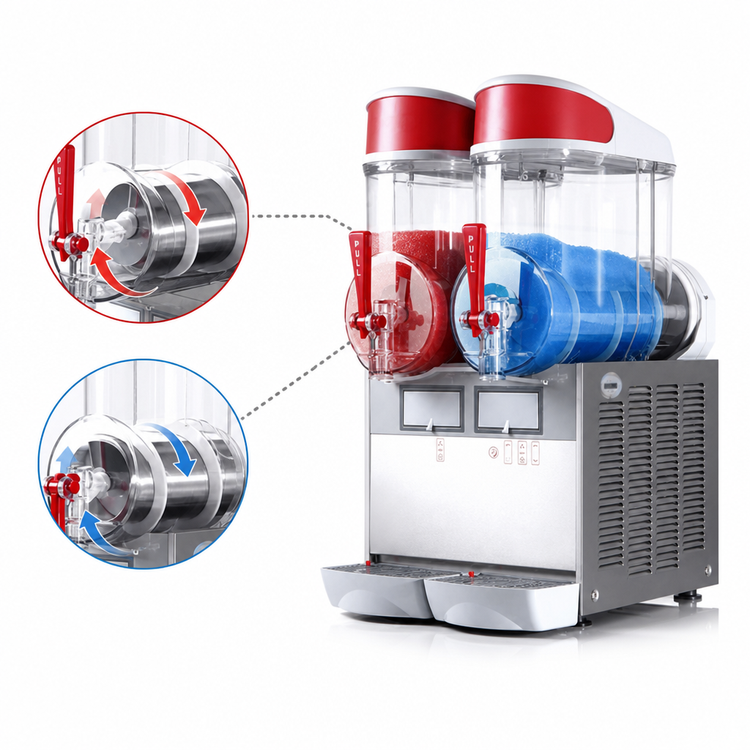 Product image #4 for Trento Ugolini MT2 Countertop Dual-Bowl Granita Dispensing Machine