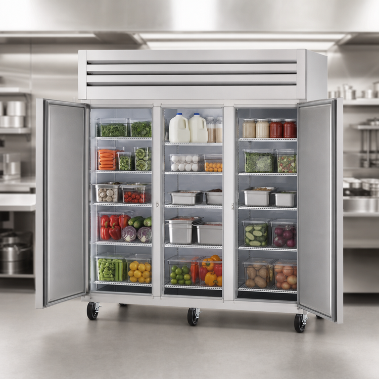 Product image #4 for True SPEC SERIES Three-Section Reach-In Solid Swing Door Refrigerator with Top-Mounted Self-Contained R290 Refrigeration