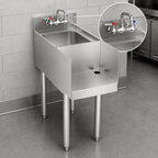 Thumbnail image #4 for Krowne Silver Series 18-12BD 12-Inch x 22.5-Inch Freestanding Stainless Steel Blender Dump Sink with Recessed Step and Wall-Mount Faucet