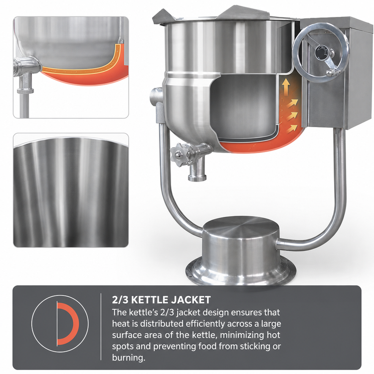 Product image #4 for Crown DPT-40 40 Gallon Direct Steam Tilting Kettle