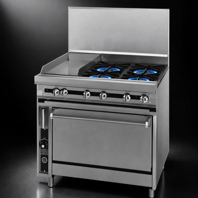 Product image #4 for Jade Range Titan JTRH-4-1HT-36 36" Gas Heavy Duty Range with 4 Open Burners, 1 Hot Top, and Standard Oven