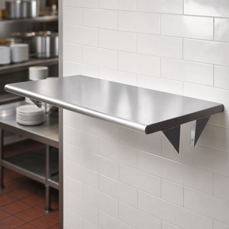 Product image #4 for BK Resources 60-Inch x 24-Inch Wall-Mounted Stainless Steel Pass-Through Shelf