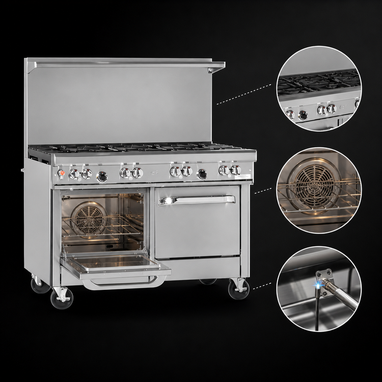 Product image #4 for Southbend Ultimate 48-Inch Gas Restaurant Range with 7 Burners, Convection Oven, and Cabinet Base