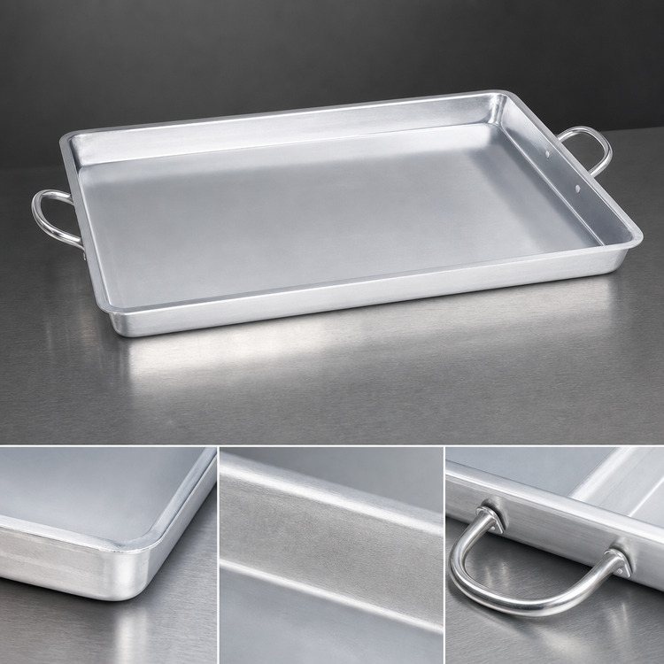 Product image #4 for Large Aluminum Griddle Pan with Heavy-Duty Wire Loop Handle, 23 x 15 x 5mm