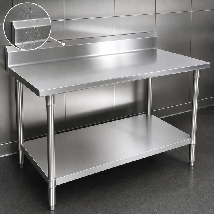 Product image #4 for John Boos Stallion 84-Inch x 30-Inch Stainless Steel Work Table with 5-Inch Backsplash and Undershelf