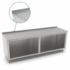 Thumbnail image #4 for John Boos 4CO4R1.5-36144 Open Front Stainless Steel Work Table, 144"W x 36"D, 14-Gauge Type 300 Top, 1-1/2" Rear Riser