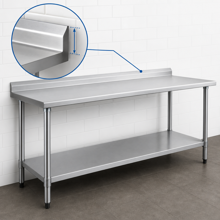 Product image #4 for Eagle Deluxe Series Stainless Steel Work Table with Rear Upturn and Adjustable Undershelf, 144 x 36 Inches
