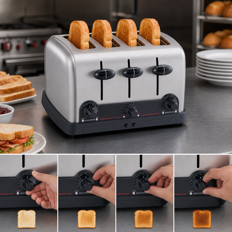Product image #4 for Hatco TPT-240-QS Quick Ship 4-Slot Pop-Up Commercial Toaster, 240V, Stainless Steel