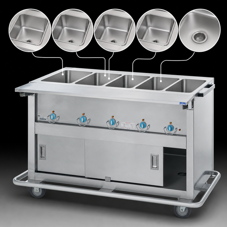 Product image #4 for Thurmaduke EP-5-CBSS 5-Well Full-Size Electric Portable Hot Food Steamtable