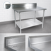 Thumbnail image #4 for John Boos Stallion 108-Inch Stainless Steel Top Work Table with 5-Inch Backsplash, Open Galvanized Base, and Adjustable Undershelf