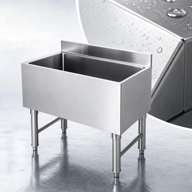 Product image #5 for Klinger's Trading 36 Inch Stainless Steel Underbar Ice Chest with 8-Circuit Cold Plate