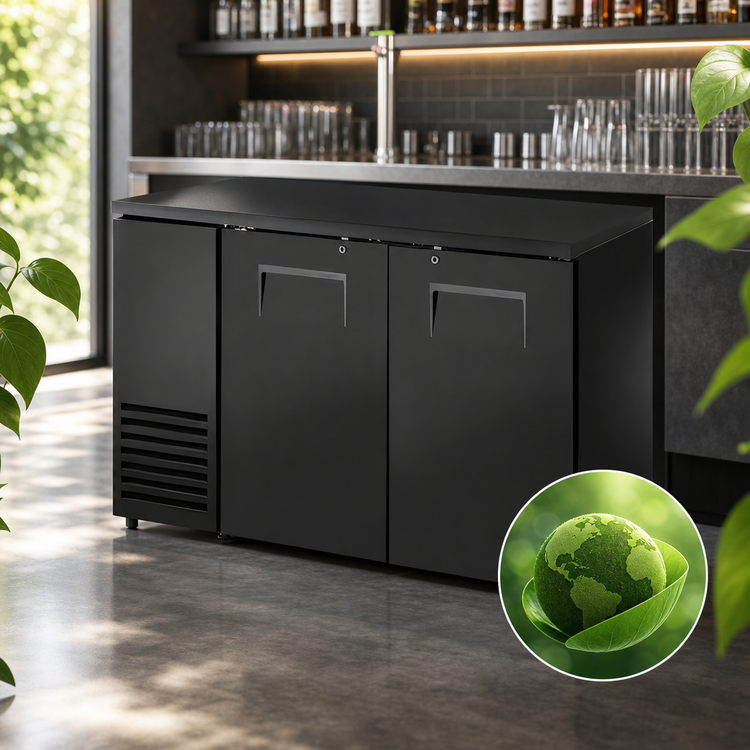 Product image #4 for Two-Section Single-Zone Solid Swing Door Back Bar Cooler, 48-1/8 Inch Wide, 24 Inch Deep, Black Sub Top and Black Exterior