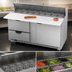Thumbnail image #5 for Beverage-Air SPED60HC-16C-2 Two-Section Sandwich Prep Table with 17-Inch Cutting Board, 1 Door, 2 Drawers