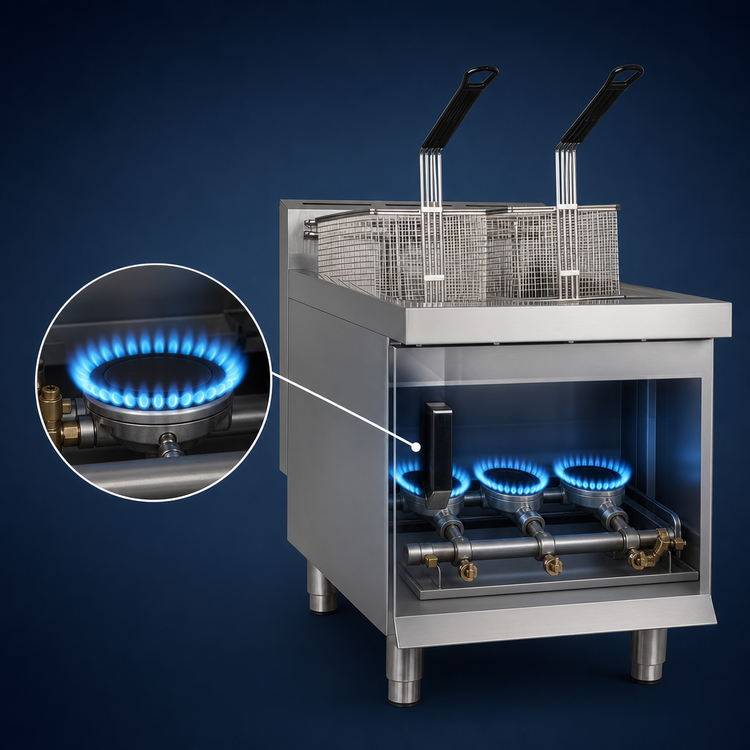 Product image #4 for Eurodib Countertop Natural Gas Full Pot Fryer, 30 lb Capacity, 4-Burner