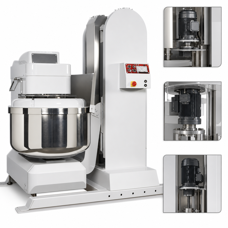 Product image #4 for Univex Silverline SL120LB Floor Model Overturnable Spiral Mixer with Built-In Lifter, 265 lb. Dough Capacity, 2-Speed