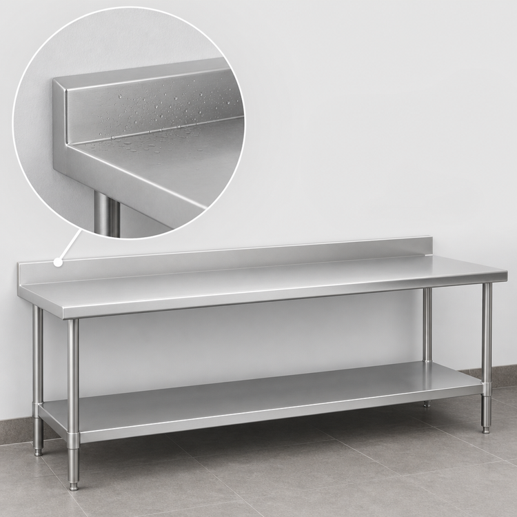 Product image #4 for Eagle Group Spec-Master Marine Series 144-Inch x 30-Inch Stainless Steel Work Table with 4-1/2-Inch Backsplash and Undershelf