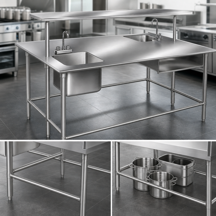 Product image #4 for Advance Tabco 84" x 48" 14-Gauge 304 Stainless Steel Flat Top Work Table