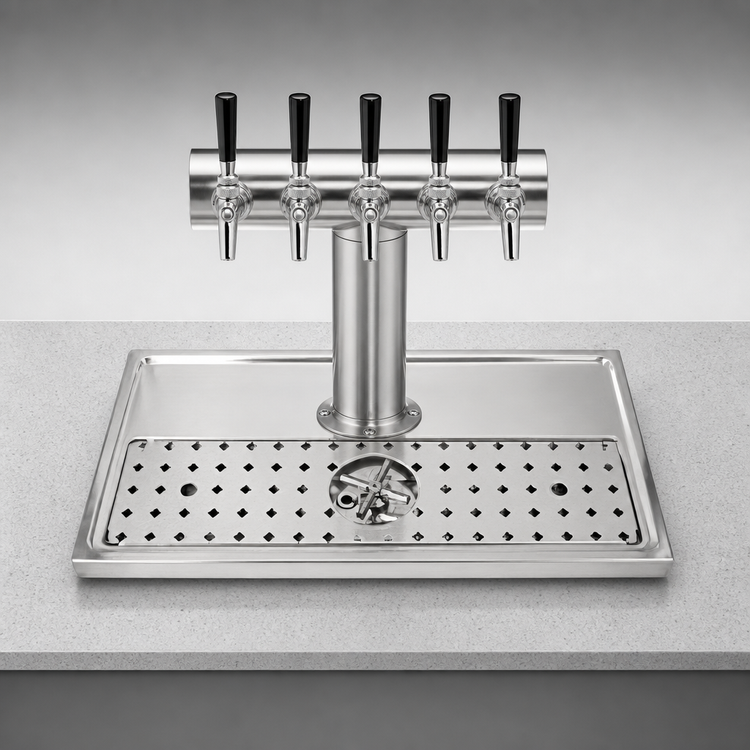 Product image #4 for Surface-Mount Platform Drip Tray with Glass Rinser, 31-1/2 Inches x 15-3/4 Inches, For 3-5 Faucets